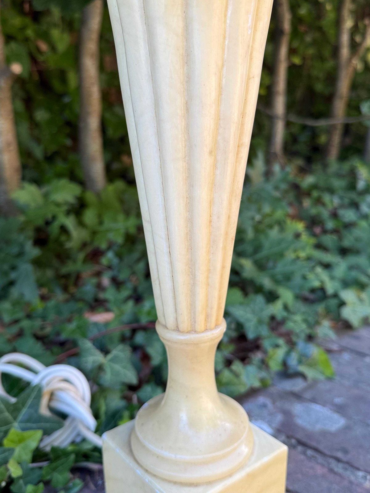photo furniture Tall Vintage Alabaster Table Lamp – Mid Century Classical Statement Lighting   Working And Pat Tested, 52cm Tall