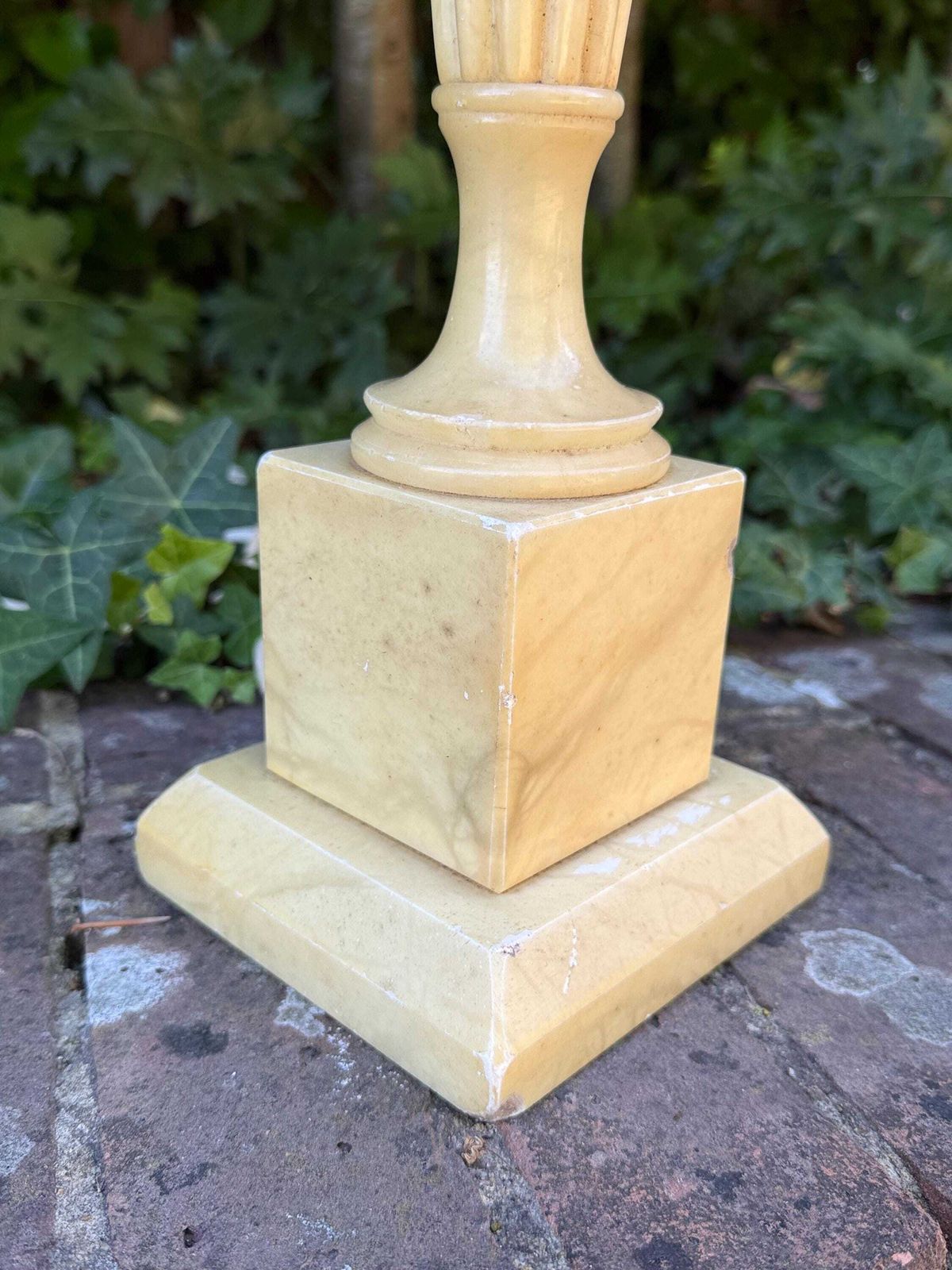 photo for sale Tall Vintage Alabaster Table Lamp – Mid Century Classical Statement Lighting   Working And Pat Tested, 52cm Tall