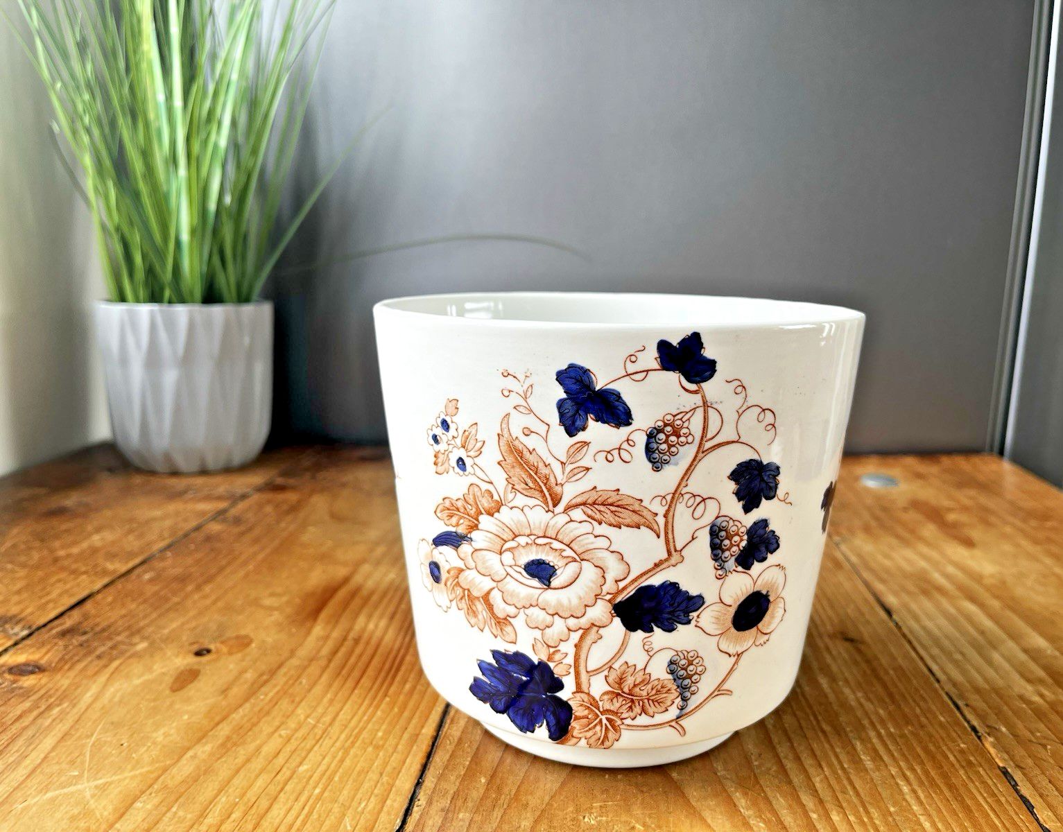 Vintage Enoch Wedgwood Pottery Old Castle English Imari Style Planter Plant Pot photo 55.0