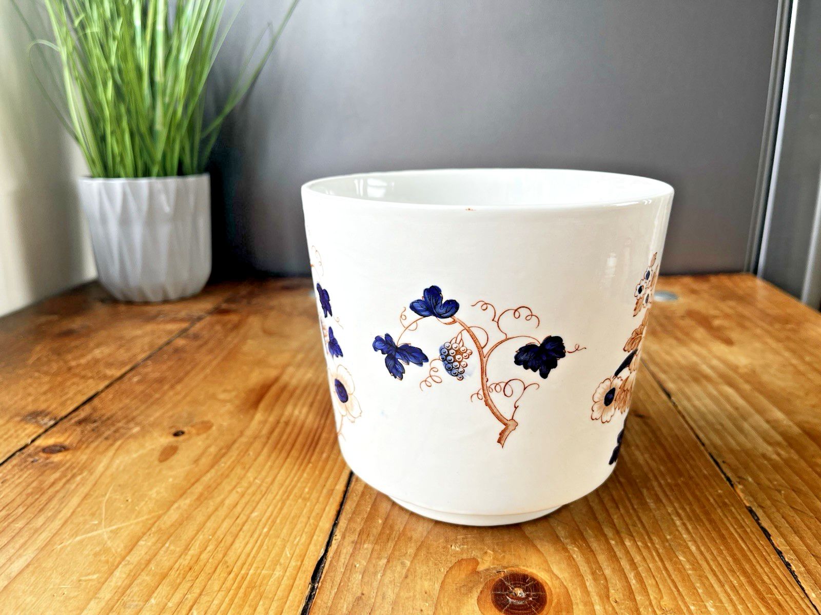 Home Decor Vintage Enoch Wedgwood Pottery Old Castle English Imari Style Planter Plant Pot photo