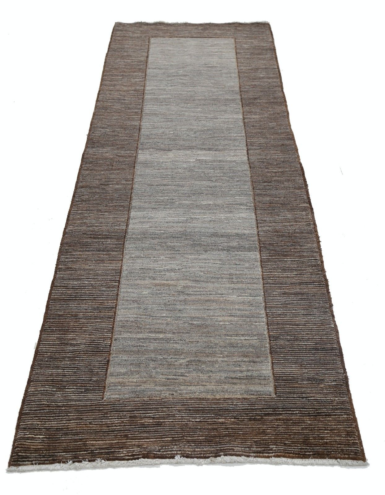 3x9.7 Ft Hand Knotted Brown, Gray Wool Runner Rug. Modern Minimalist Hallway Rug photo furniture