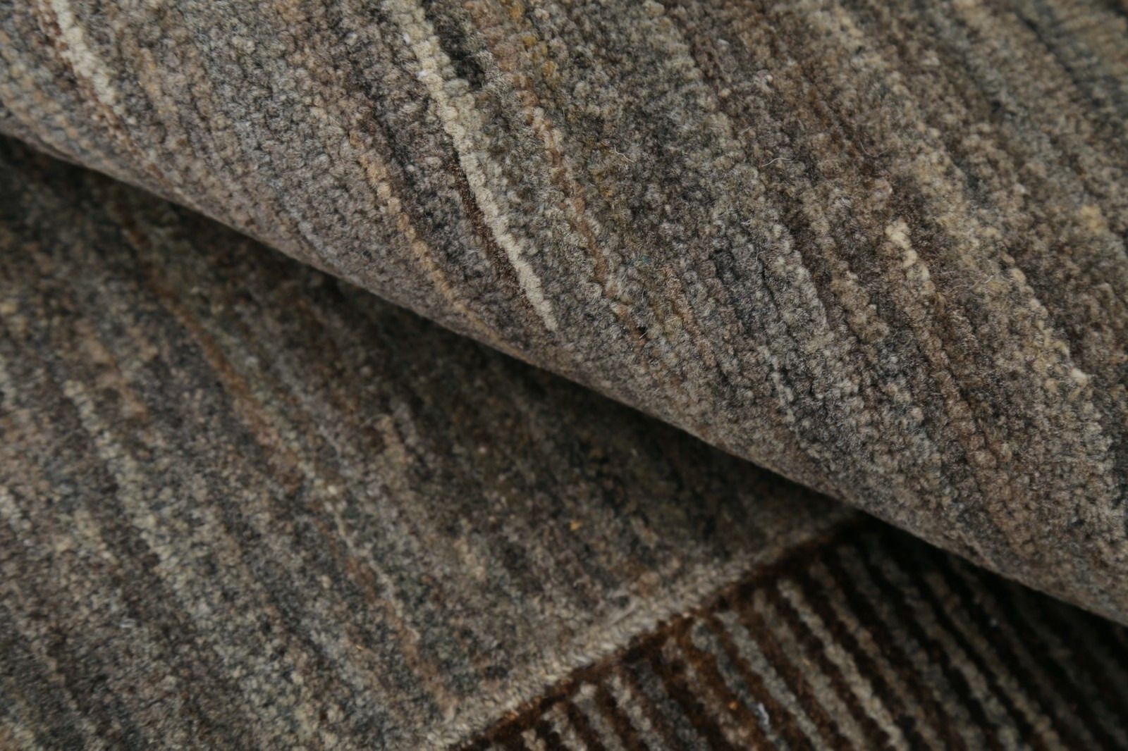 3x9.7 Ft Hand Knotted Brown, Gray Wool Runner Rug. Modern Minimalist Hallway Rug photo Textiles