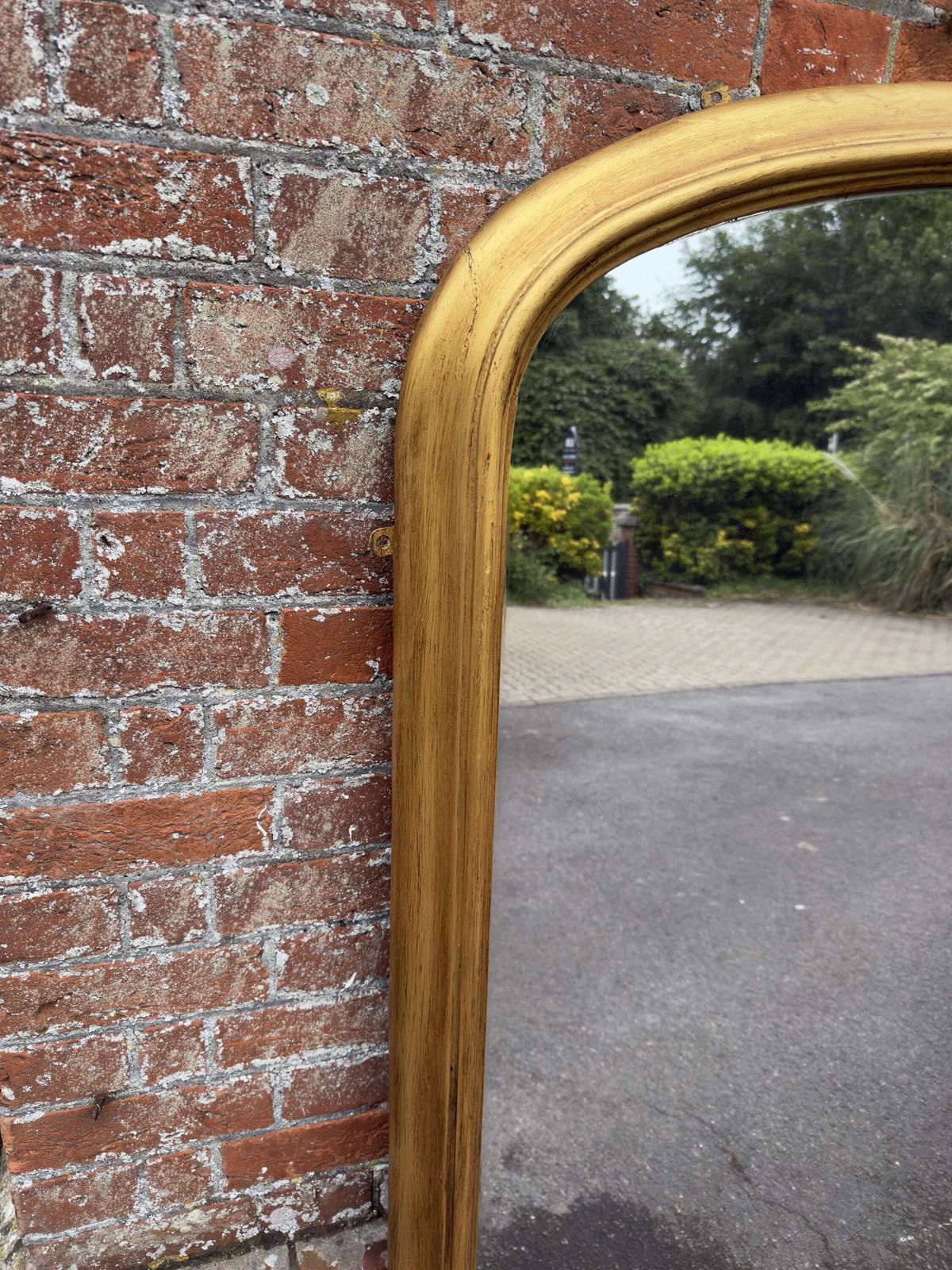 A Superb Large Antique English 19th Century Arched Top Gilt Overmantle Mirror. photo 1595.0