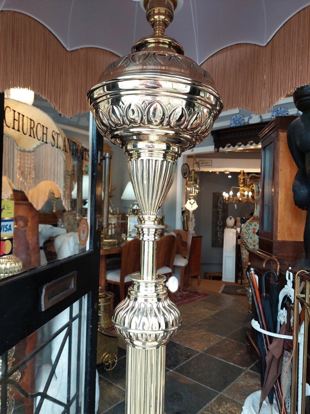 Victorian Brass & Extending Standard Oil Lamp photo Lighting