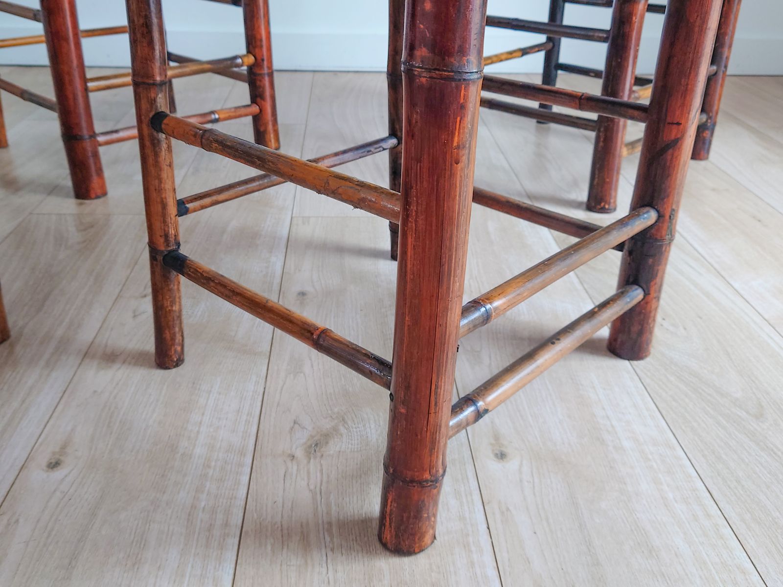 Set Of 4 Antique Bamboo Chinoiserie Chairs photo vinterior