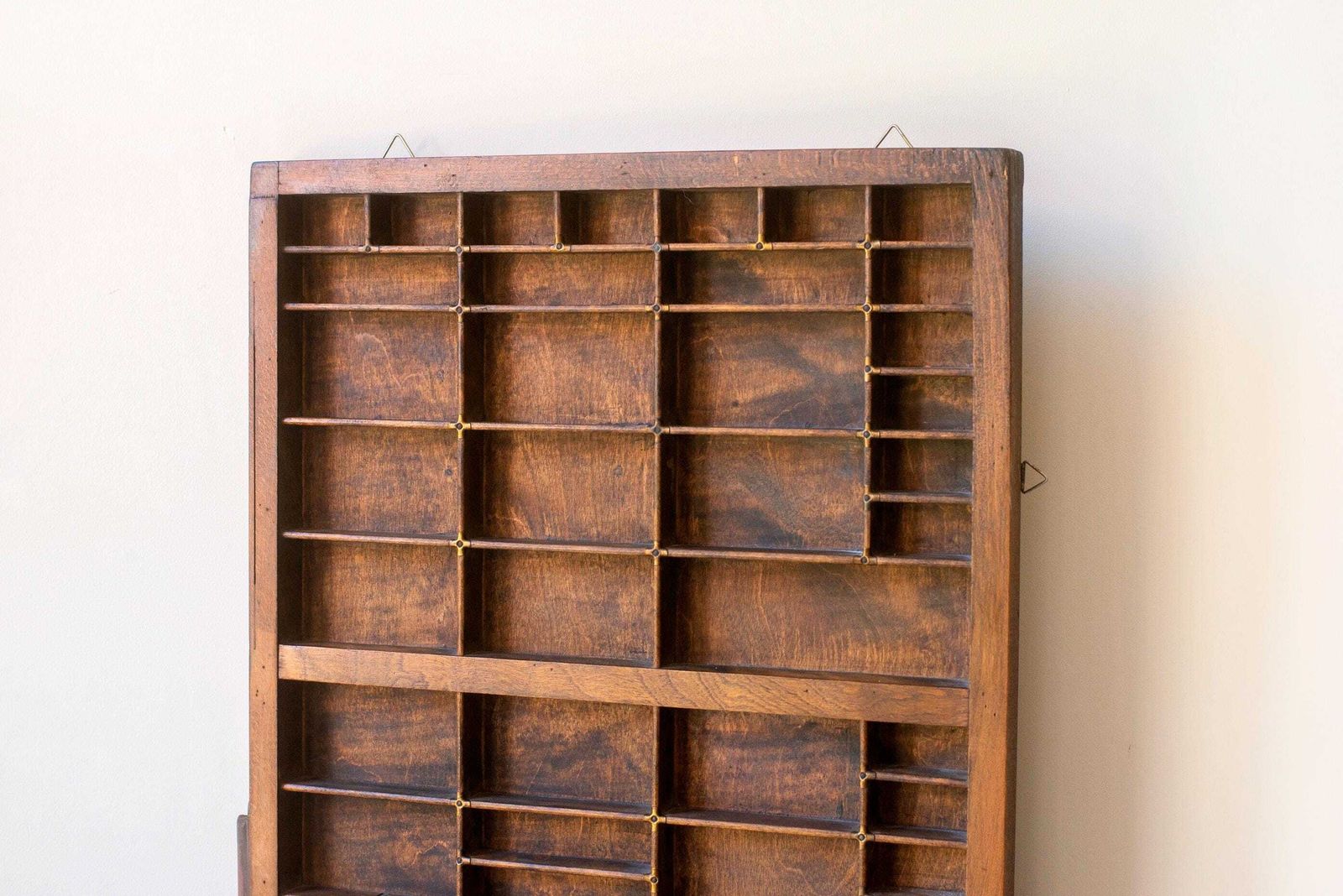 Antique Wooden Printer’s Tray   Letterpress Shadow Box   Wall Display Shelf For Miniatures And Collectibles photo 212.0