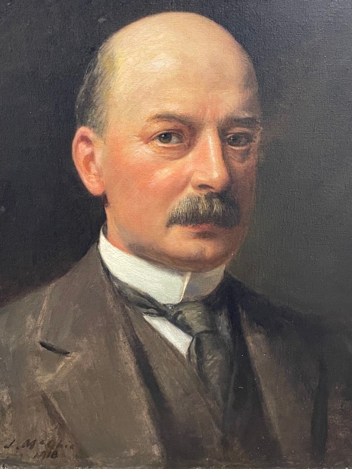 Early 20th Century Scottish Oil Painting Portrait Of Glasgow Iron & Steel Merchant William Muirhead Signed By John Mcghie