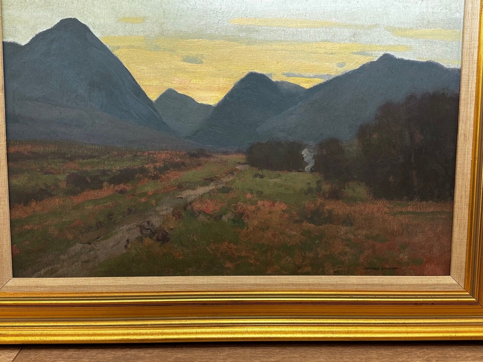 Victoriaans landschapsschilderij in olieverf, "Evening, Glen Sannox", Schotse Hooglanden, gesigneerd door George Houston photo Kunst
