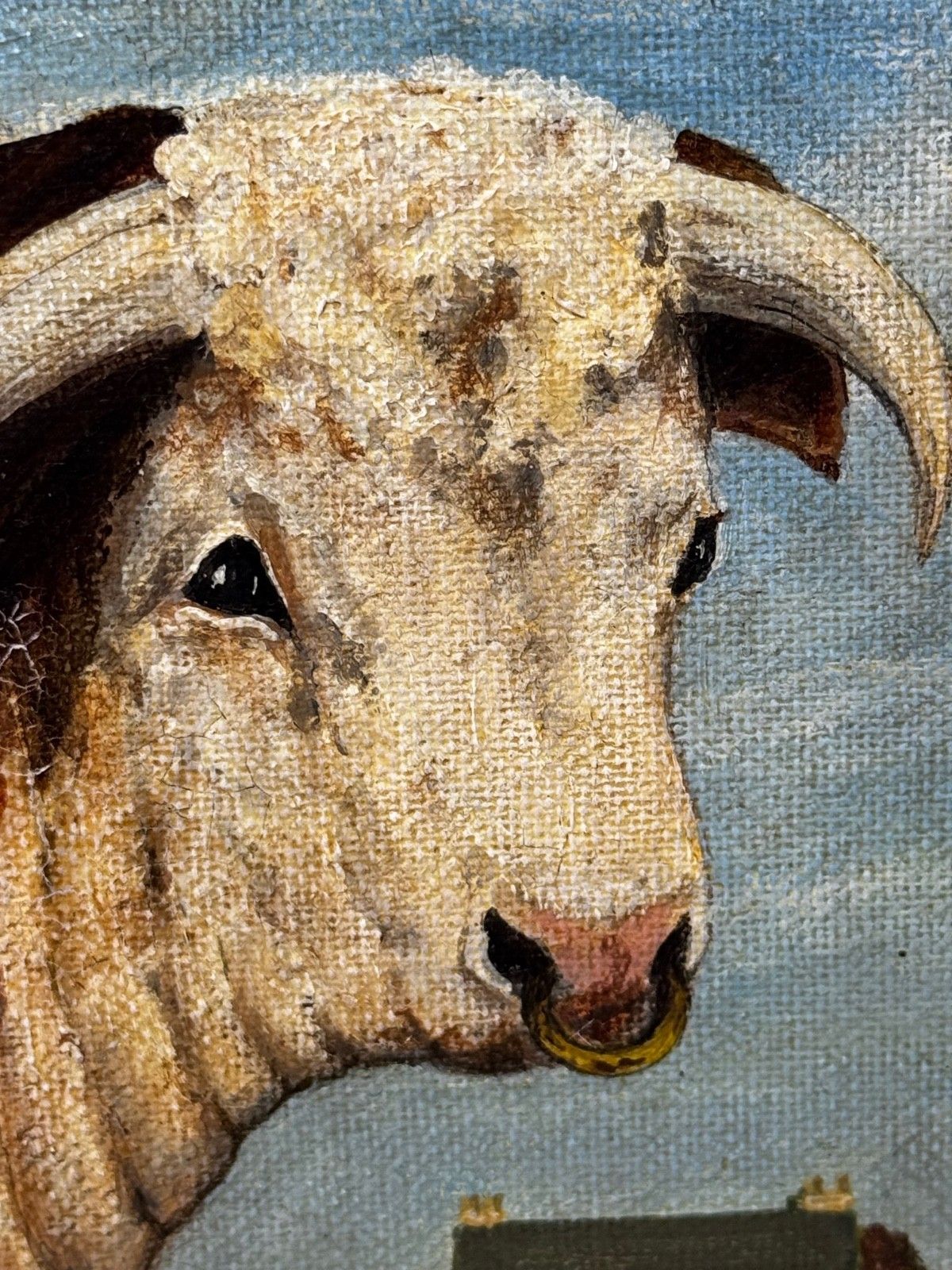 Olieverfschilderij Bekroonde Hereford Stier Pastoraal Landschap in de Stijl van William Henry Davis photo vinterior