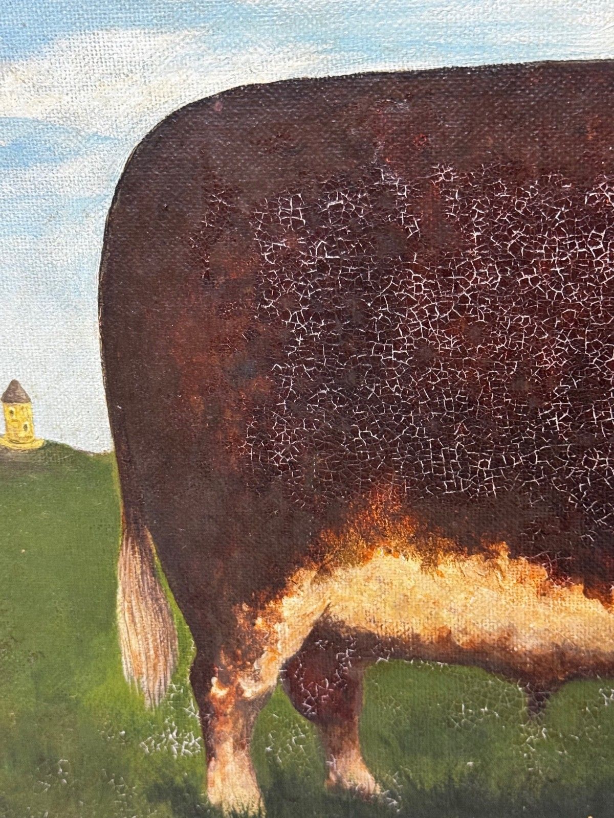 photo for sale Oil Painting Prized Hereford Bull Pastoral Landscape In The Manner Of William Henry Davis