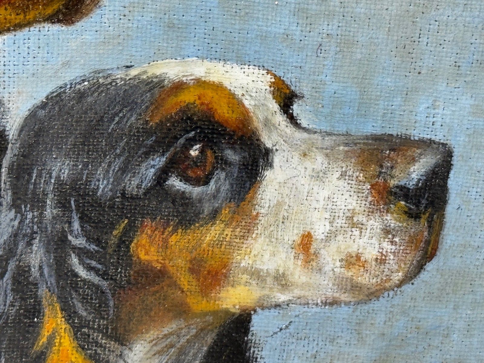 photo buy Mid Century dierenschilderij in olieverf, The Faithful Companions, trio van cocker spaniëls, in de stijl van Maud Alice Earl