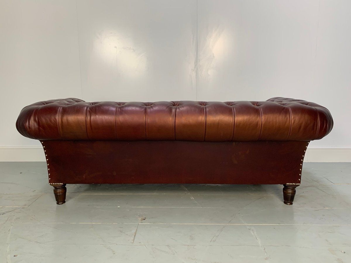 George Smith Leather Sofa   Early Victorian Chesterfield   Buttoned Sofa In Cinnamon Leather photo Furniture