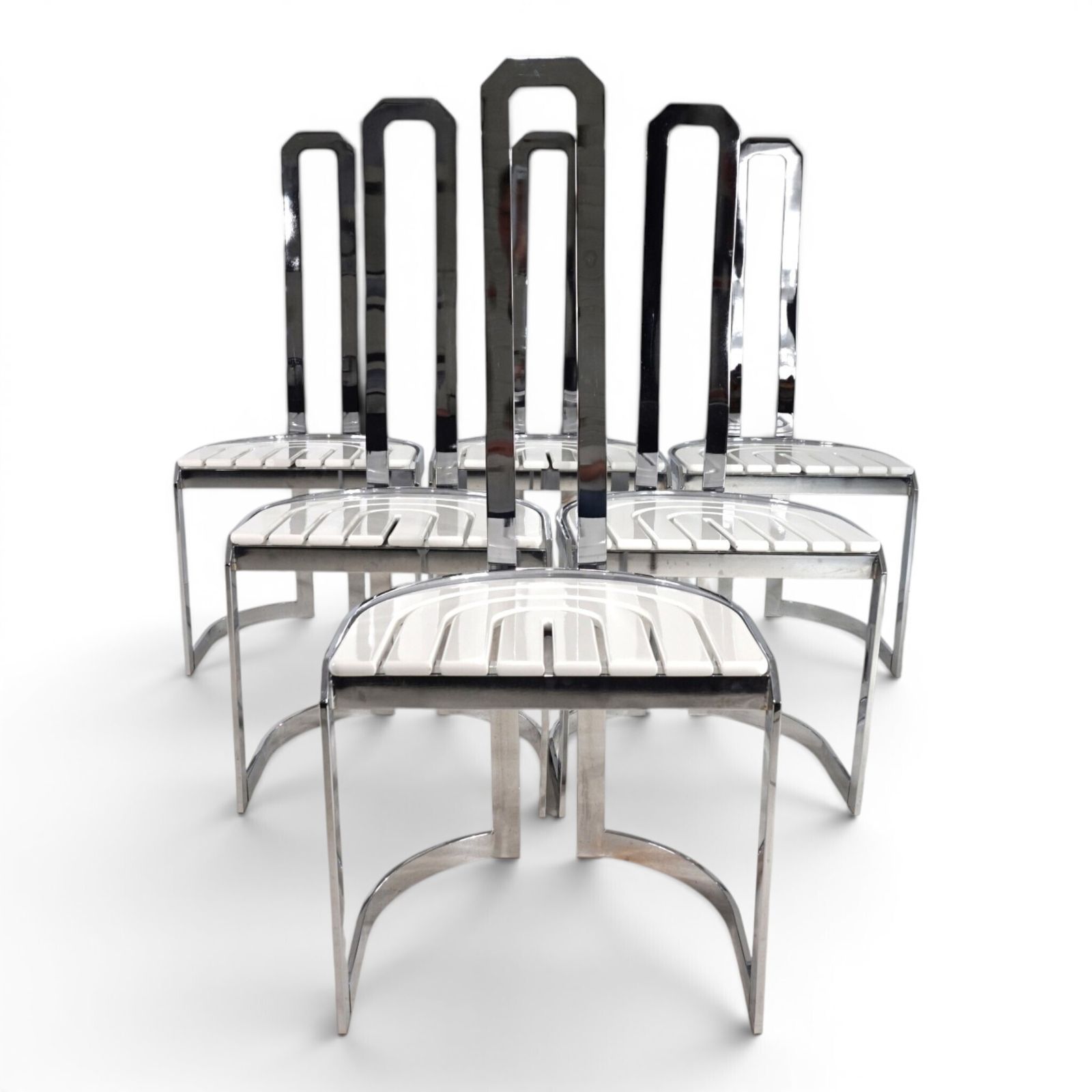 Set van 6 postmoderne Allmilmö eetkamerstoelen, 1980 photo for sale