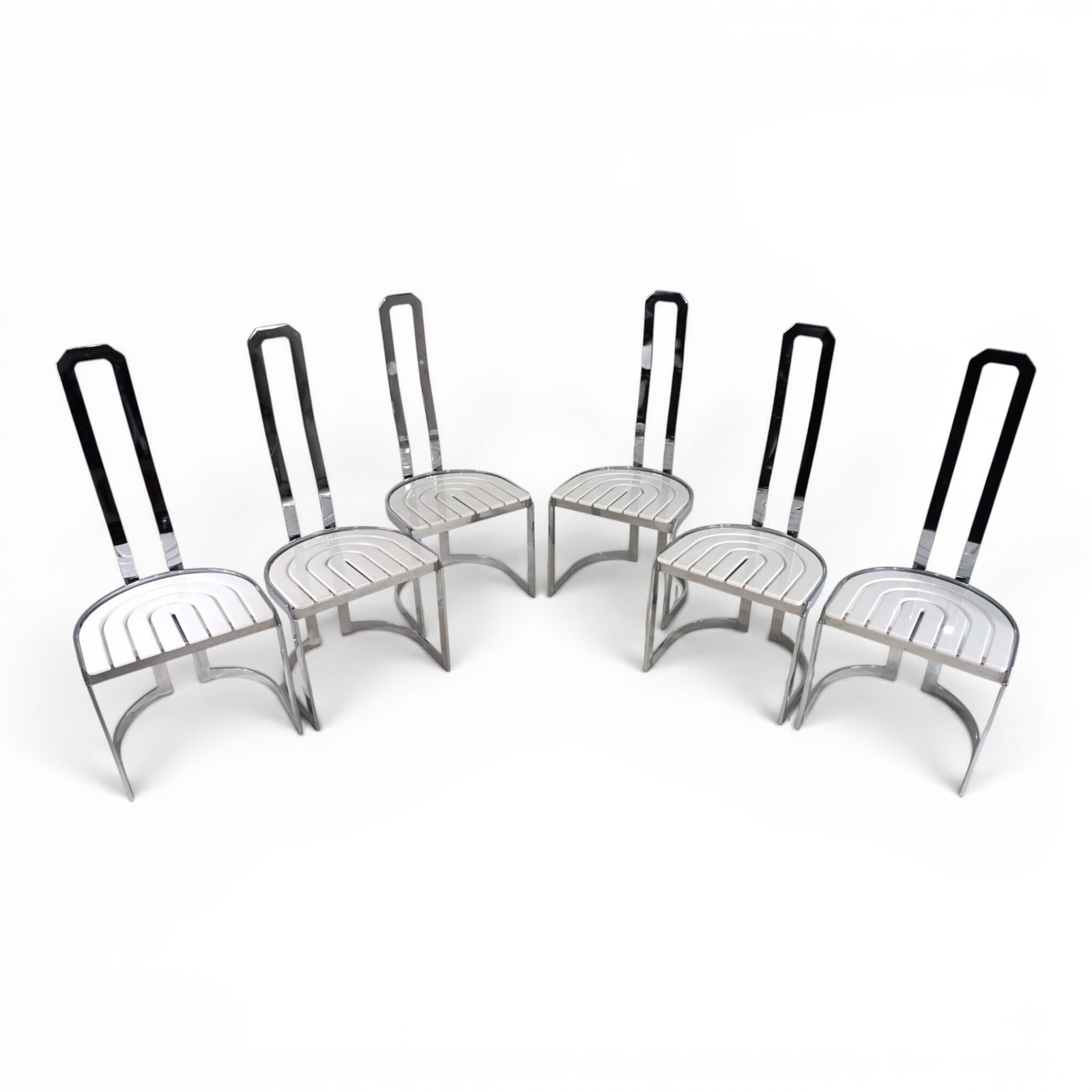 photo furniture Set van 6 postmoderne Allmilmö eetkamerstoelen, 1980