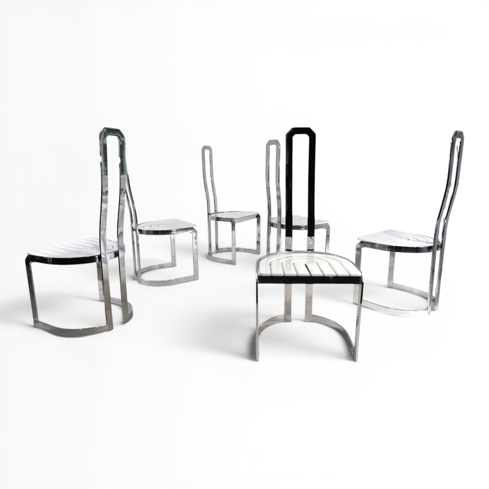 Meubels Set van 6 postmoderne Allmilmö eetkamerstoelen, 1980 photo