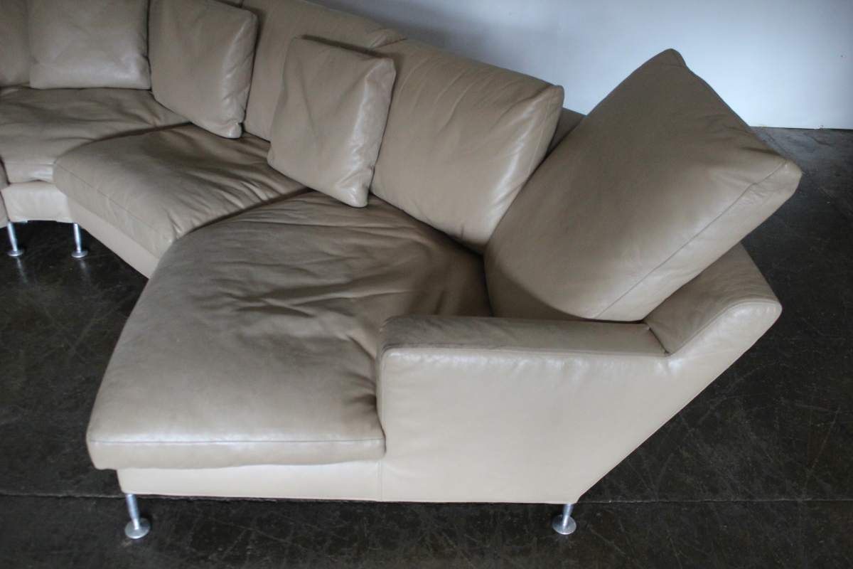 B&B Italia Harry 6 Seat L Shape Chaise End Sofa & Ottoman In Pale Brown Gamma Leather photo vintage