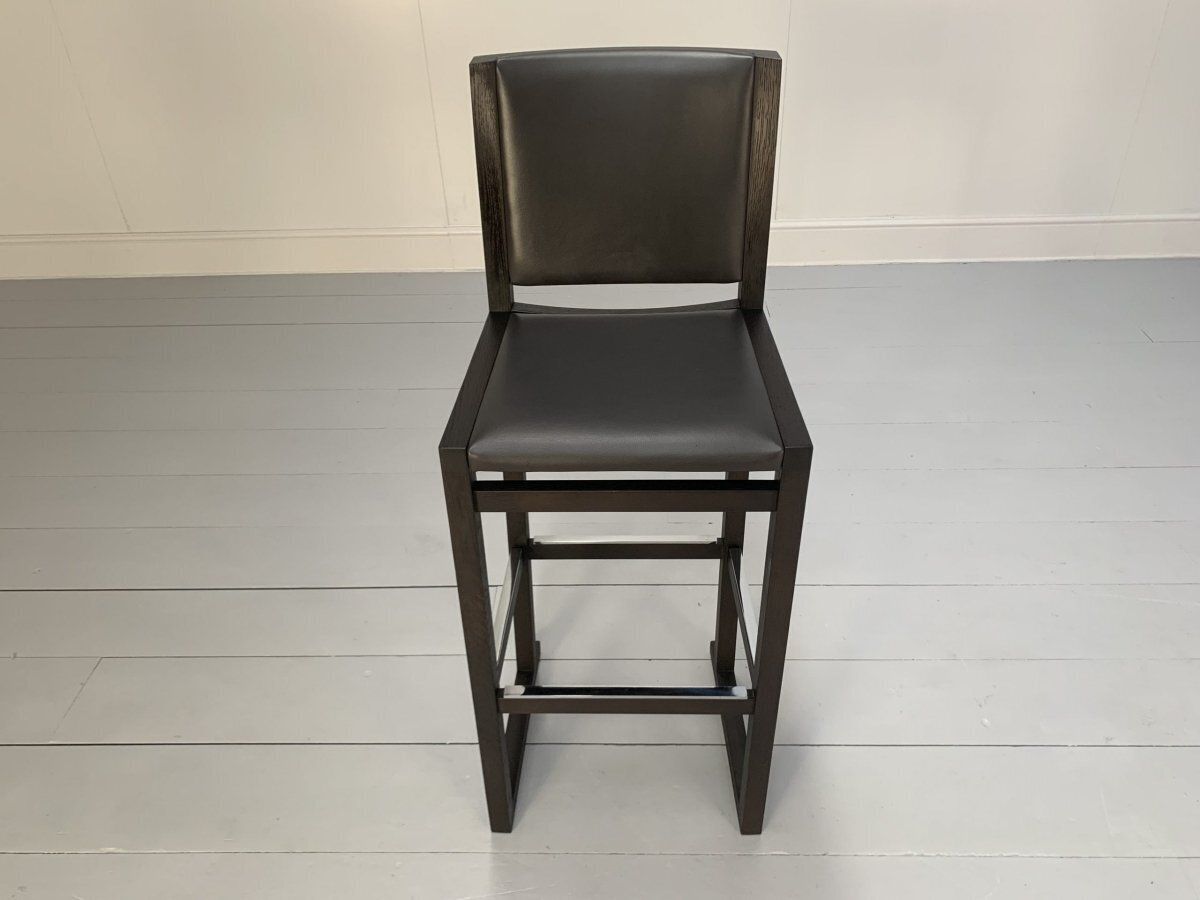 4 B&B Italia Musa Sm46g Tall Bar Stool Chairs   In Dark Grey Kasia Leather, Set Of 4 photo vintage