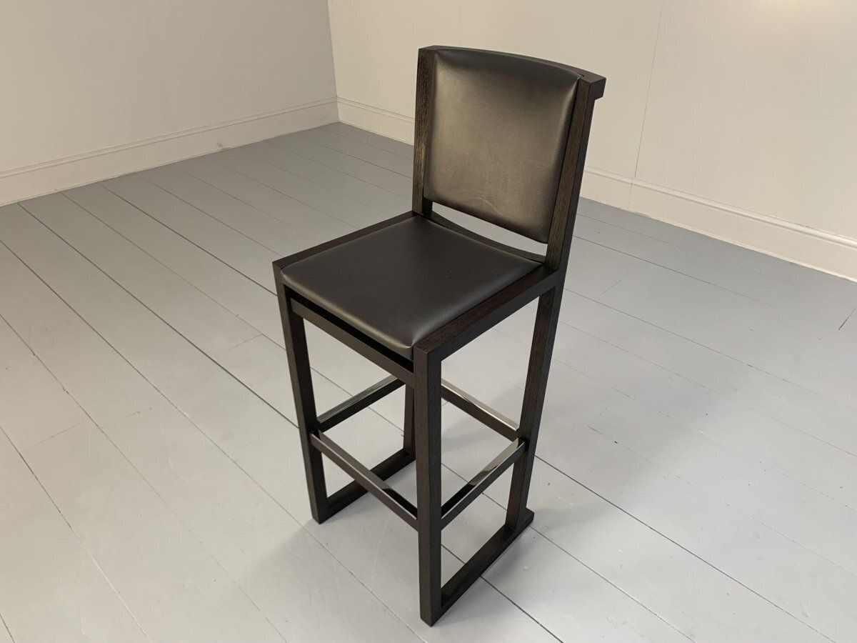 Furniture 4 B&B Italia Musa Sm46g Tall Bar Stool Chairs   In Dark Grey Kasia Leather, Set Of 4 photo