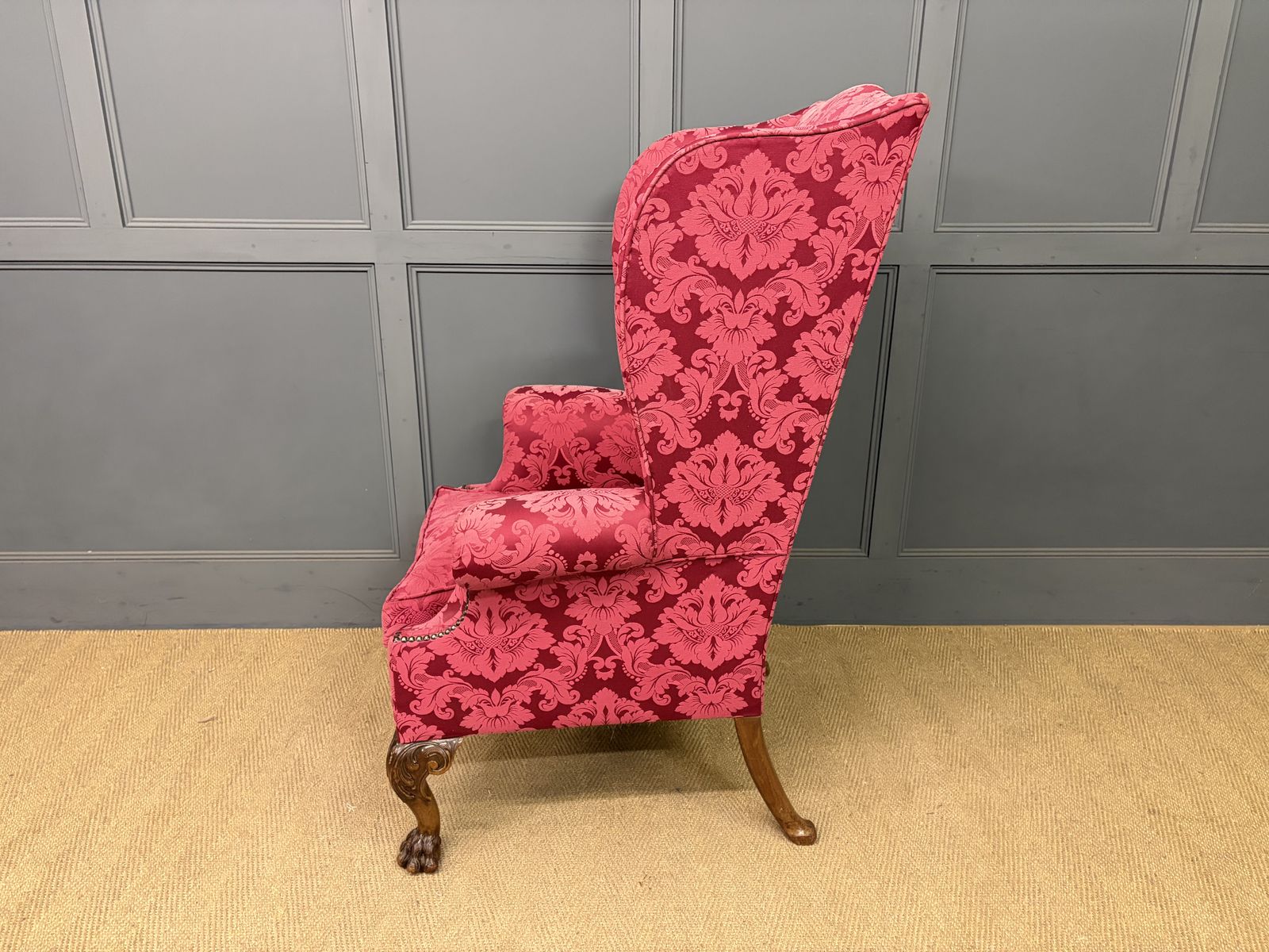 Furniture Late 19th Century Walnut Wing Armchair photo