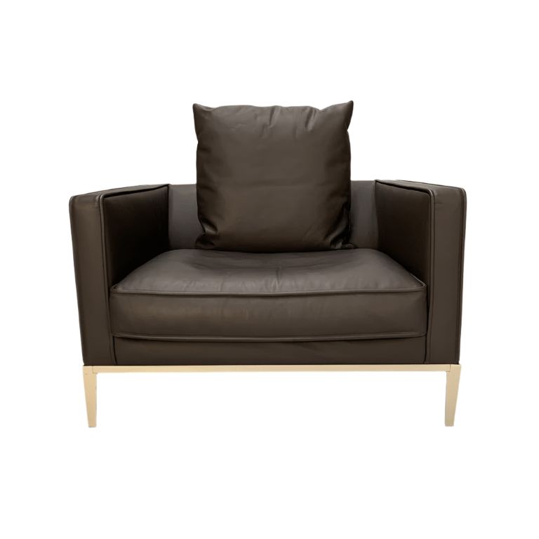 B&B Italia Simpliciter Large Armchair   In Gamma Dark Brown Leather
