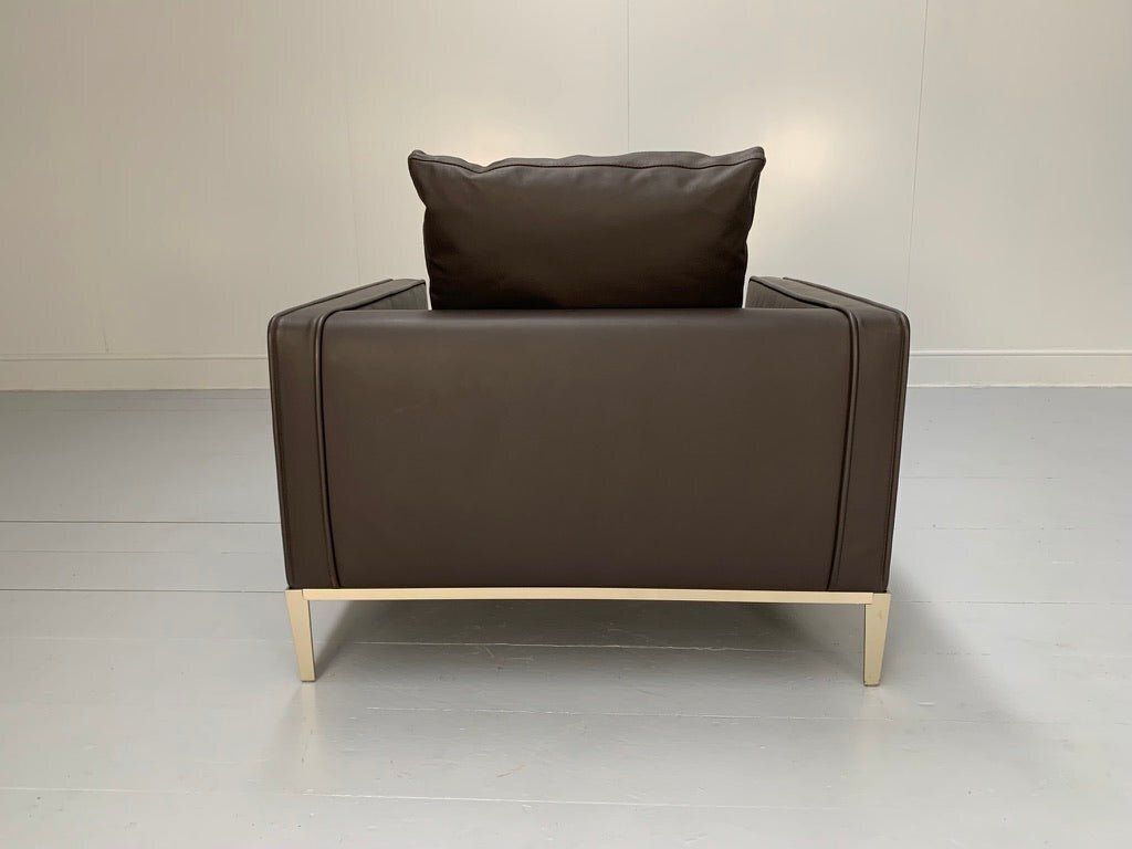 B&B Italia Simpliciter Large Armchair   In Gamma Dark Brown Leather photo for sale