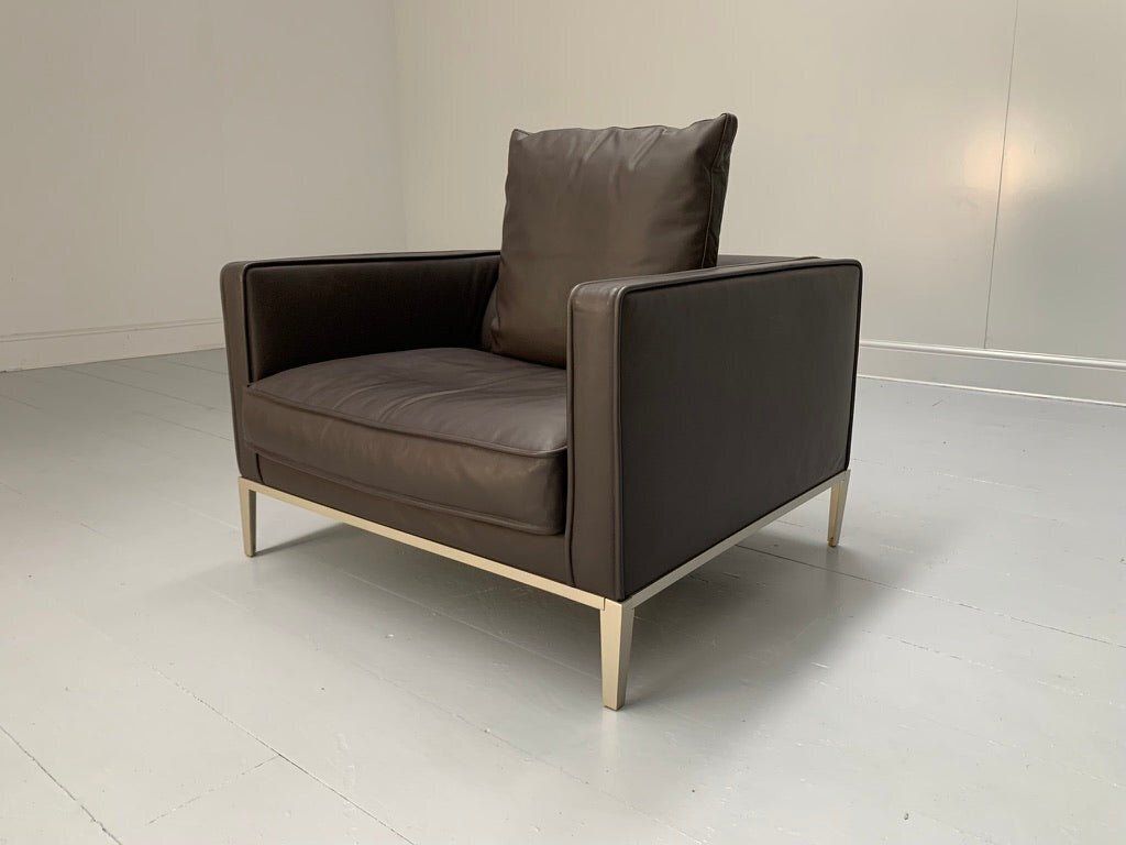 B&B Italia Simpliciter Large Armchair   In Gamma Dark Brown Leather photo vinterior