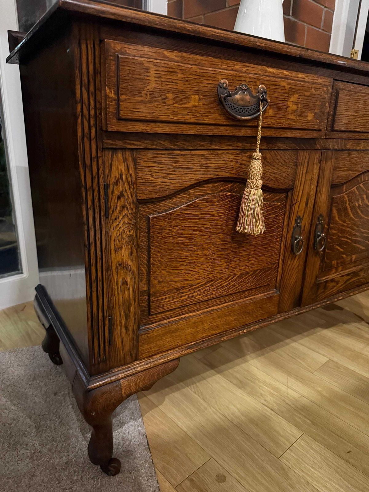 Antique Oak Sideboard Cabinet | Victorian Style Buffet | Solid Oak Storage Cupboard | Hallway, Bathroom Vanity photo for sale