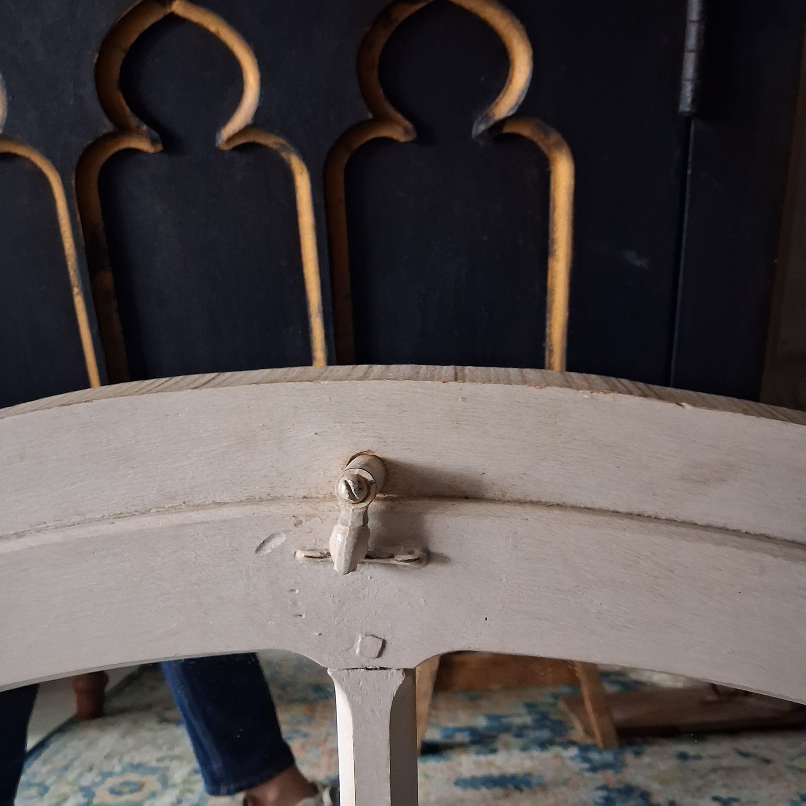Antique French Mirror Frame Half Moon photo for sale