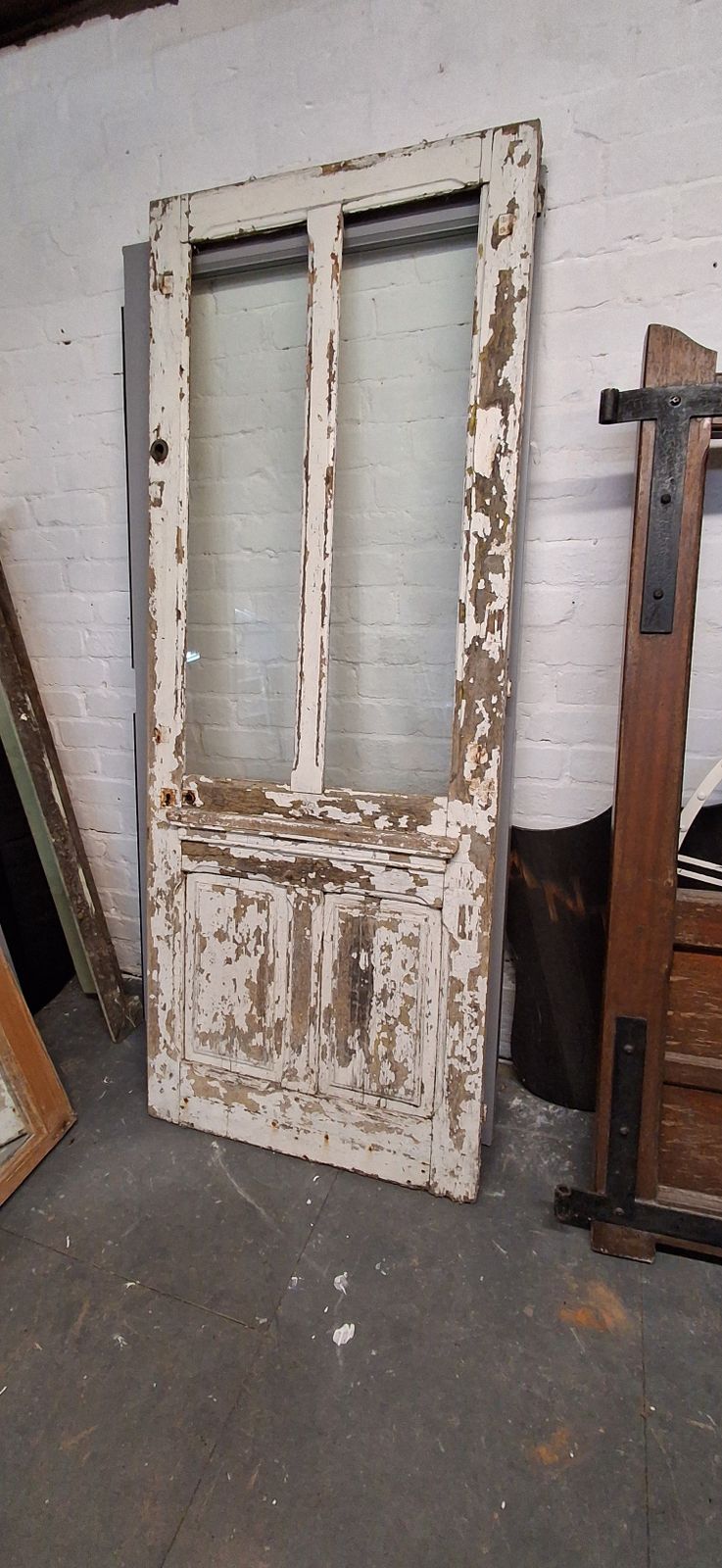 Antique Chippy Paint Door, 1930s photo furniture