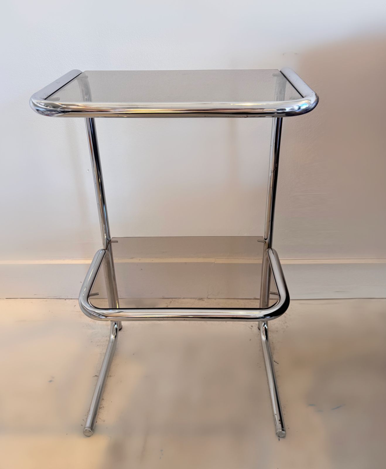 Terence Conran Chrome & Smoked Glass Habitat Side Table Unit, 1970 photo Furniture