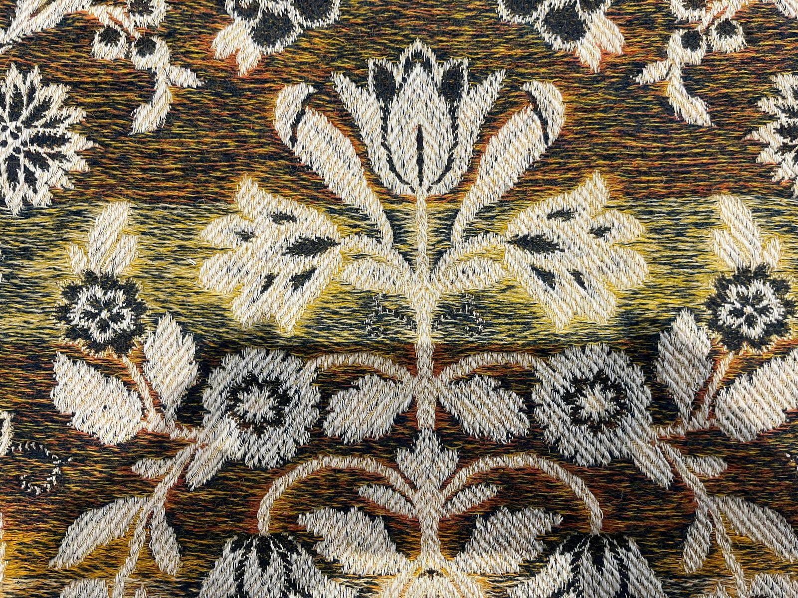 Hand Embroidered Floral Throw, Wool On Cotton, Early 20th Century, 50x35.5" photo vintage