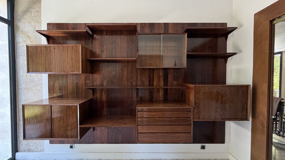 Scandinavian Modular Wall Shelf In Rosewood, Poul Cadovius, 1960s photo for sale