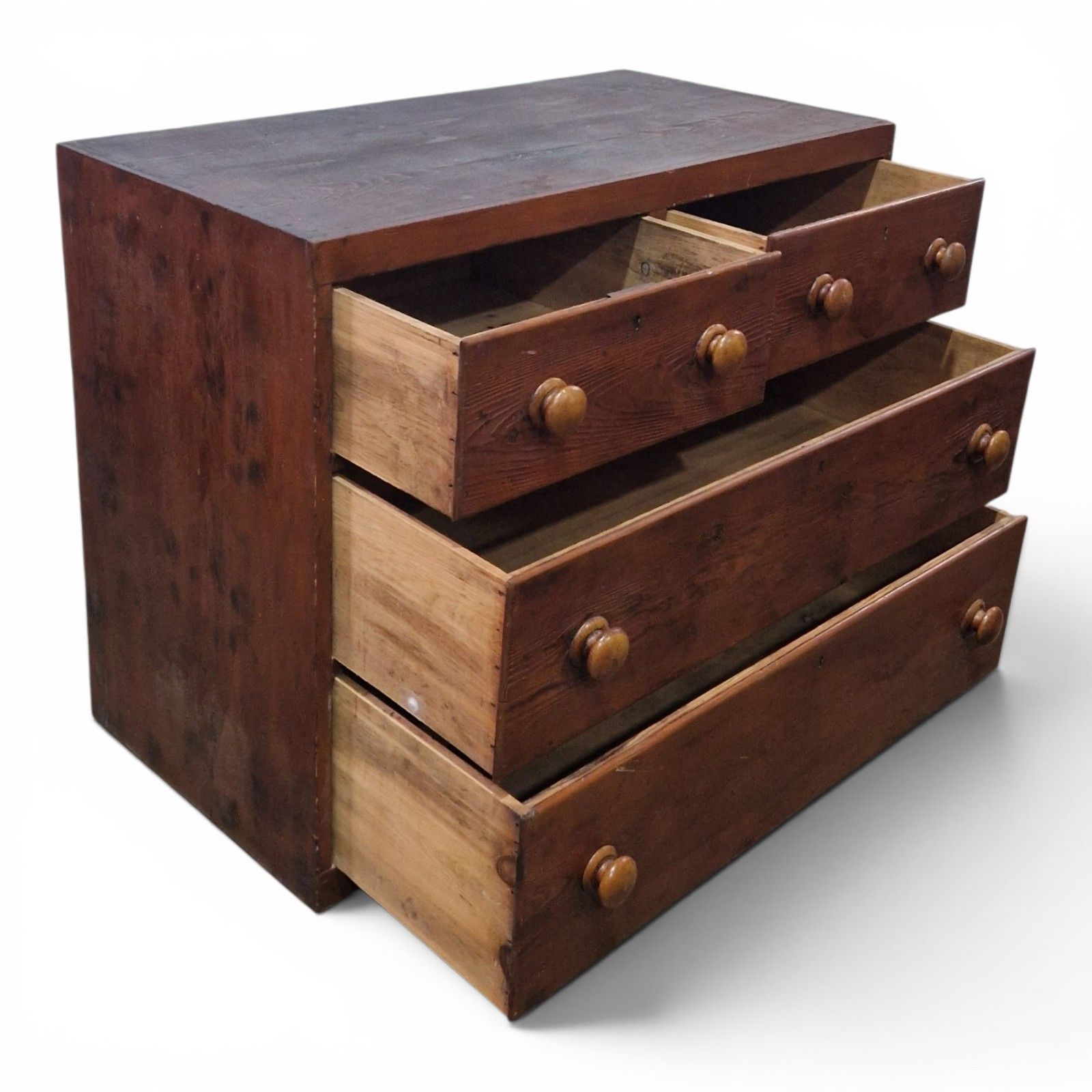 Victorian Pine Drawers Antique Cottage Farmhouse Chest Of 4 Drawers Rustic photo vintage