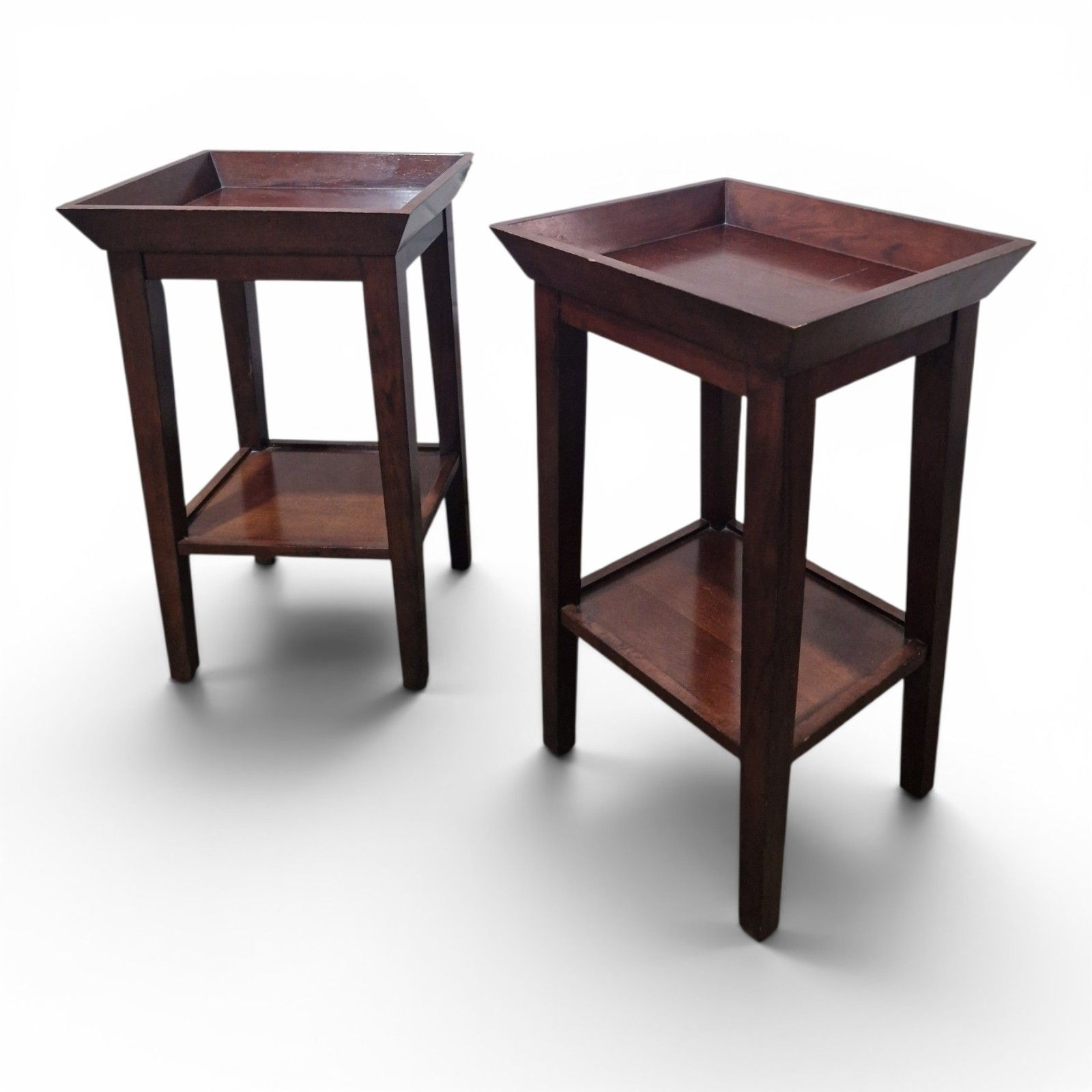 Pair Mahogany Lamp Tables Bedside Tables Two Tier Side Tables Nightstands photo furniture