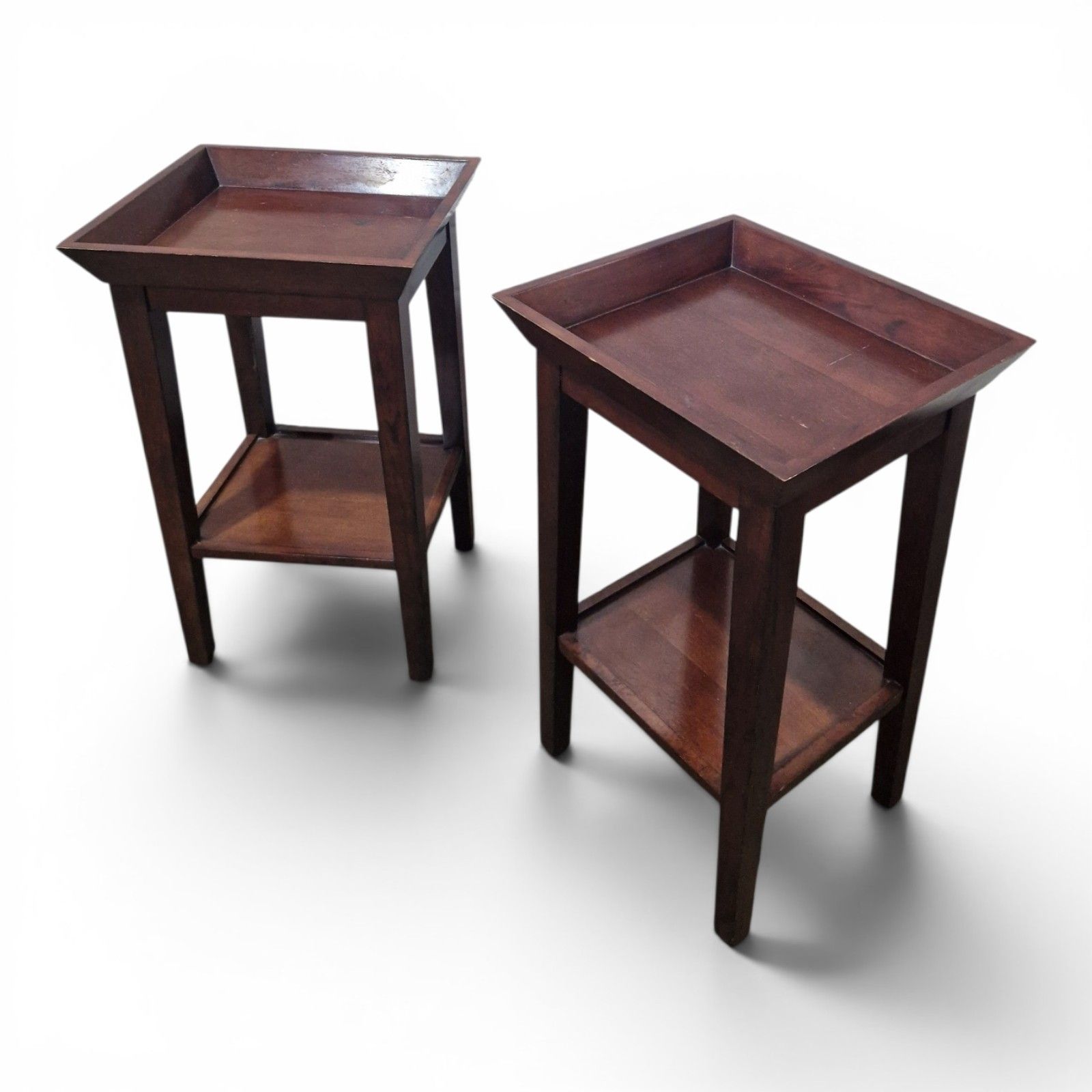 Pair Mahogany Lamp Tables Bedside Tables Two Tier Side Tables Nightstands photo for sale