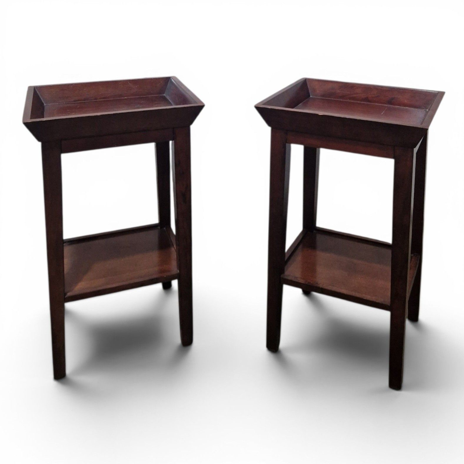 Pair Mahogany Lamp Tables Bedside Tables Two Tier Side Tables Nightstands photo Furniture