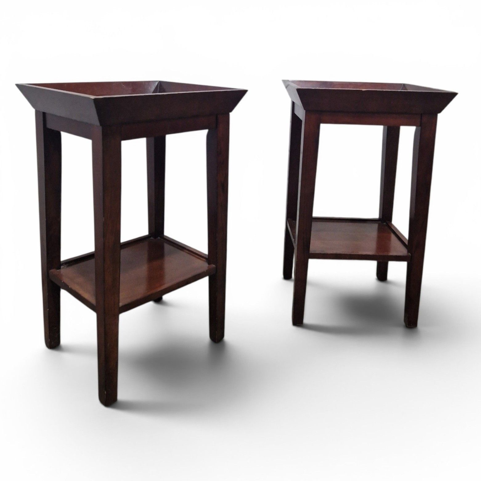 Pair Mahogany Lamp Tables Bedside Tables Two Tier Side Tables Nightstands photo vinterior