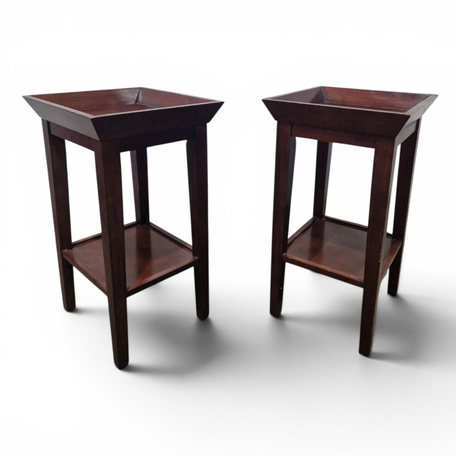 photo buy Pair Mahogany Lamp Tables Bedside Tables Two Tier Side Tables Nightstands