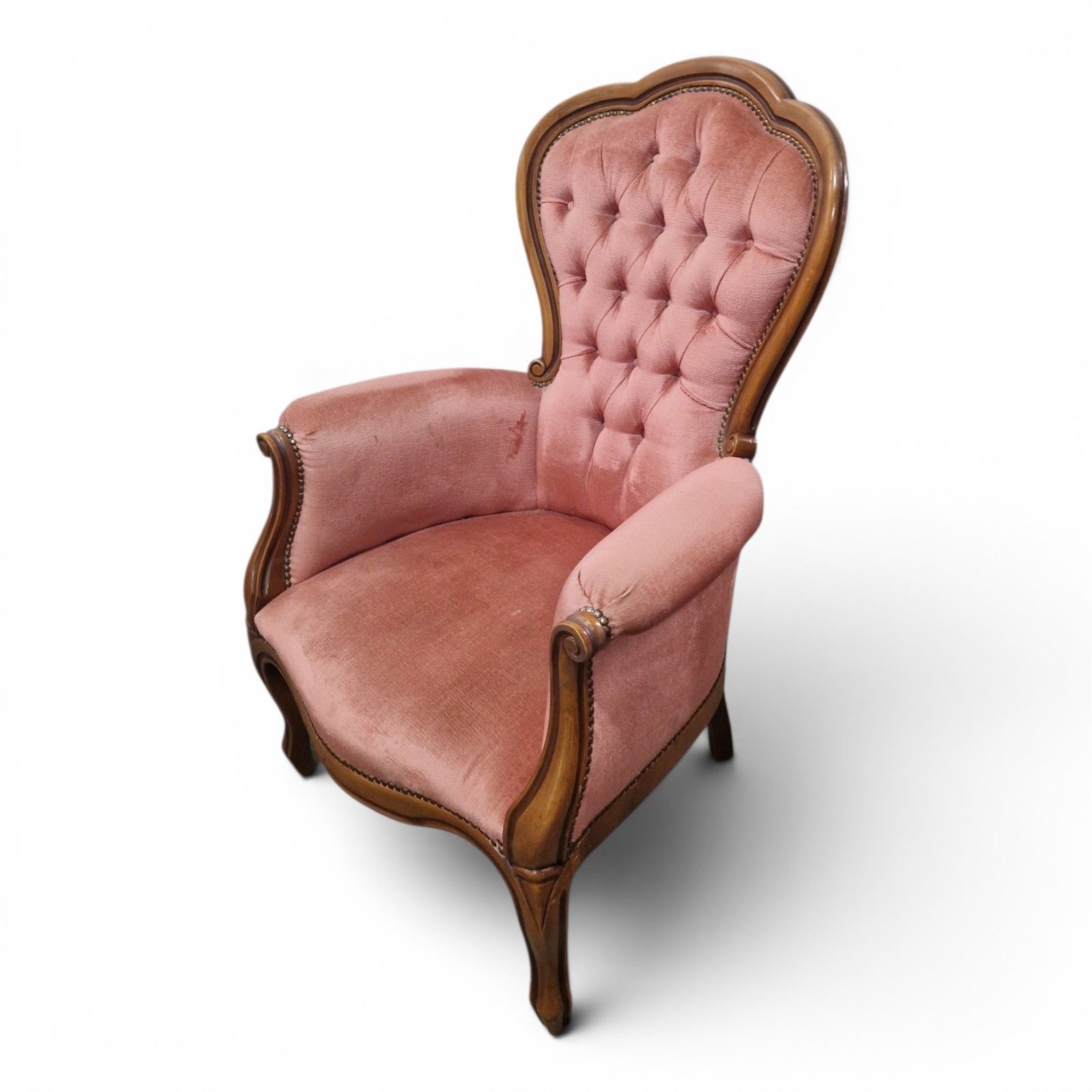 photo vinterior Victorian Style Button Back Tub Chair Pink Bedroom Accent Armchair