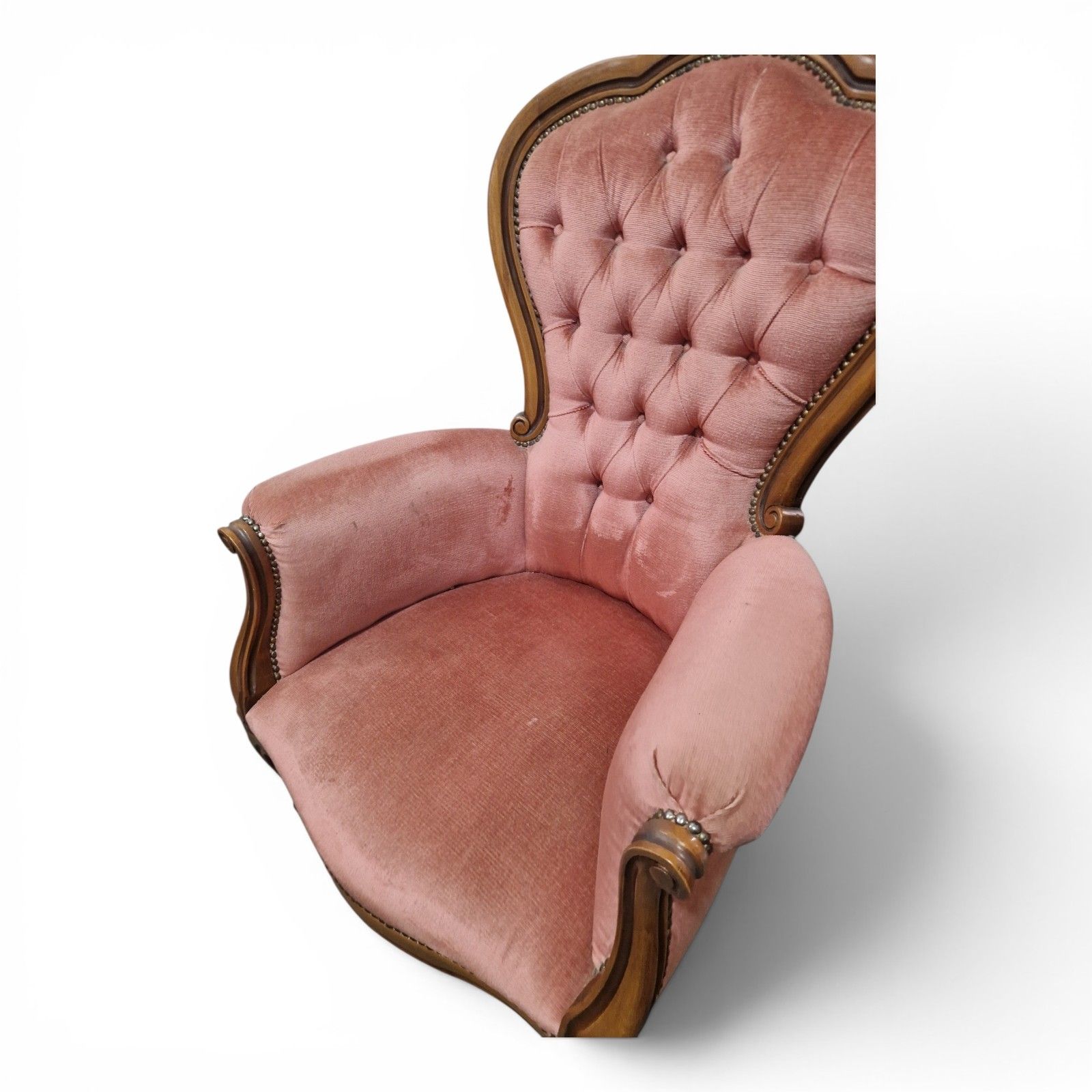 photo buy Victorian Style Button Back Tub Chair Pink Bedroom Accent Armchair