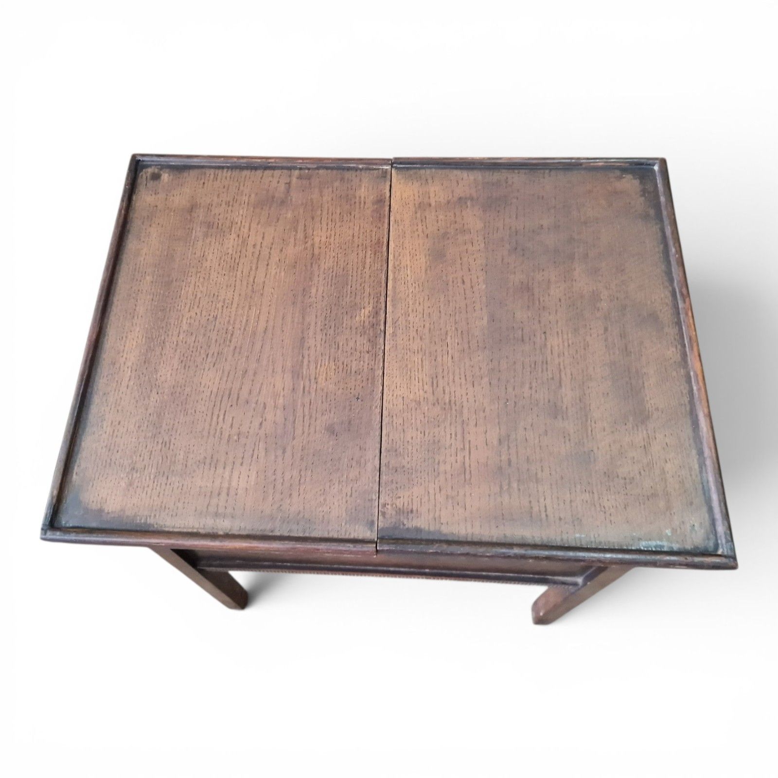 Vintage Oak Sewing Side Table Storage Box + Tray Sliding Top Crafts Knitting photo vinterior