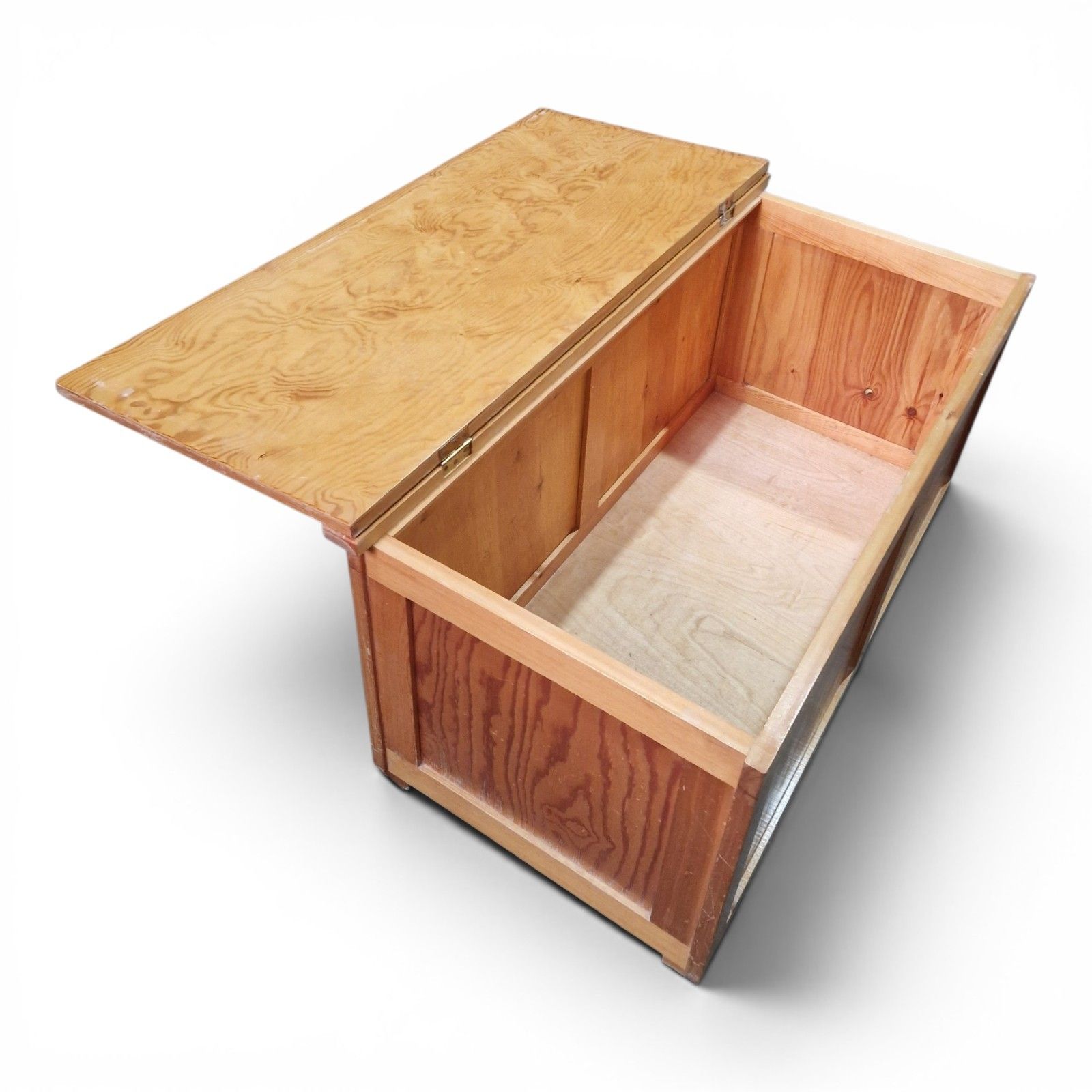 Modern Pine Blanket Box Wooden Storage Chest Flat Top Trunk photo for sale