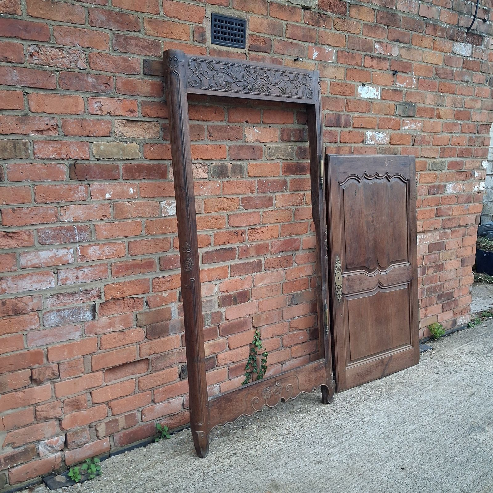 Antique Carved Wood Armoire Door & Frame photo buy