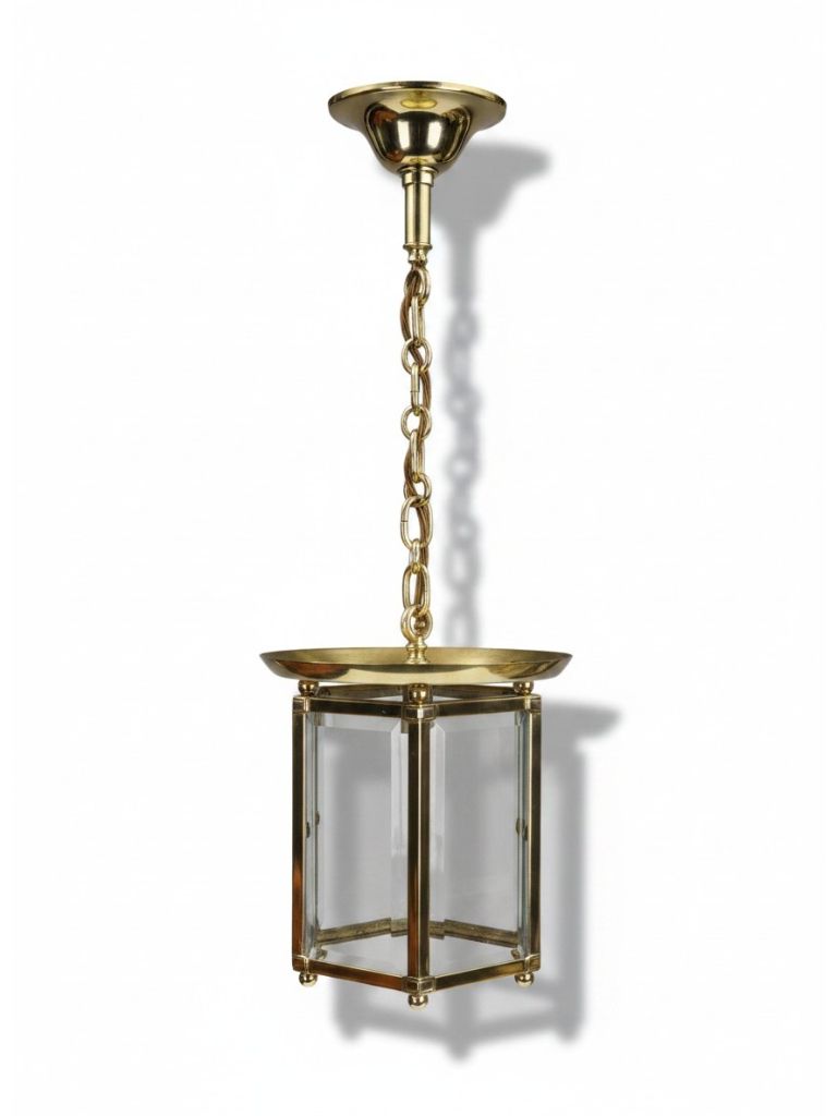 French 'Petitot' Gilt Brass Six Sided Hall Lantern