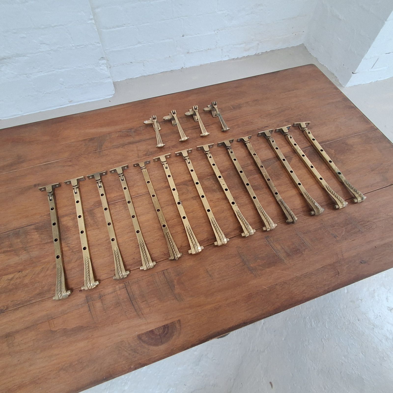 Antique Brass Window Stays, 1940s photo furniture