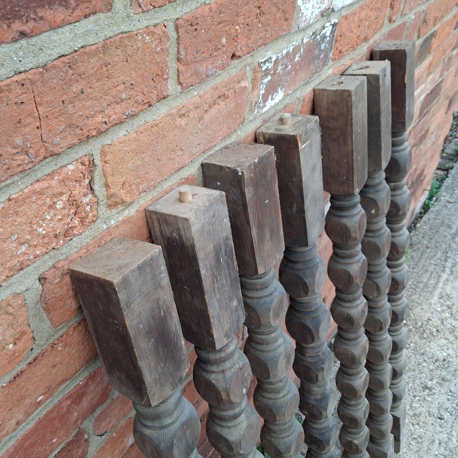7 X Solid Antique Wood Balustrades photo Home Decor