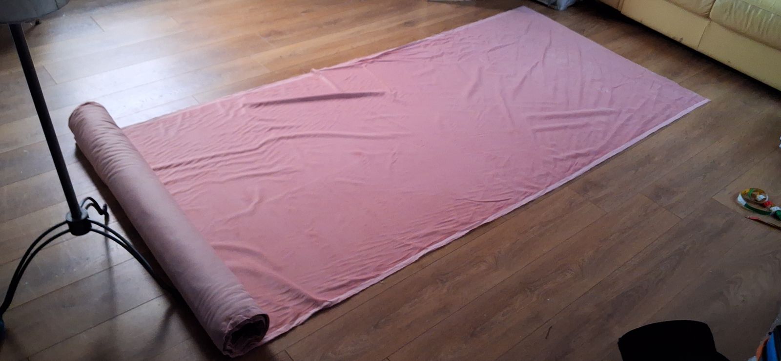Roll Of Pink Upholstery Velvet Fabric