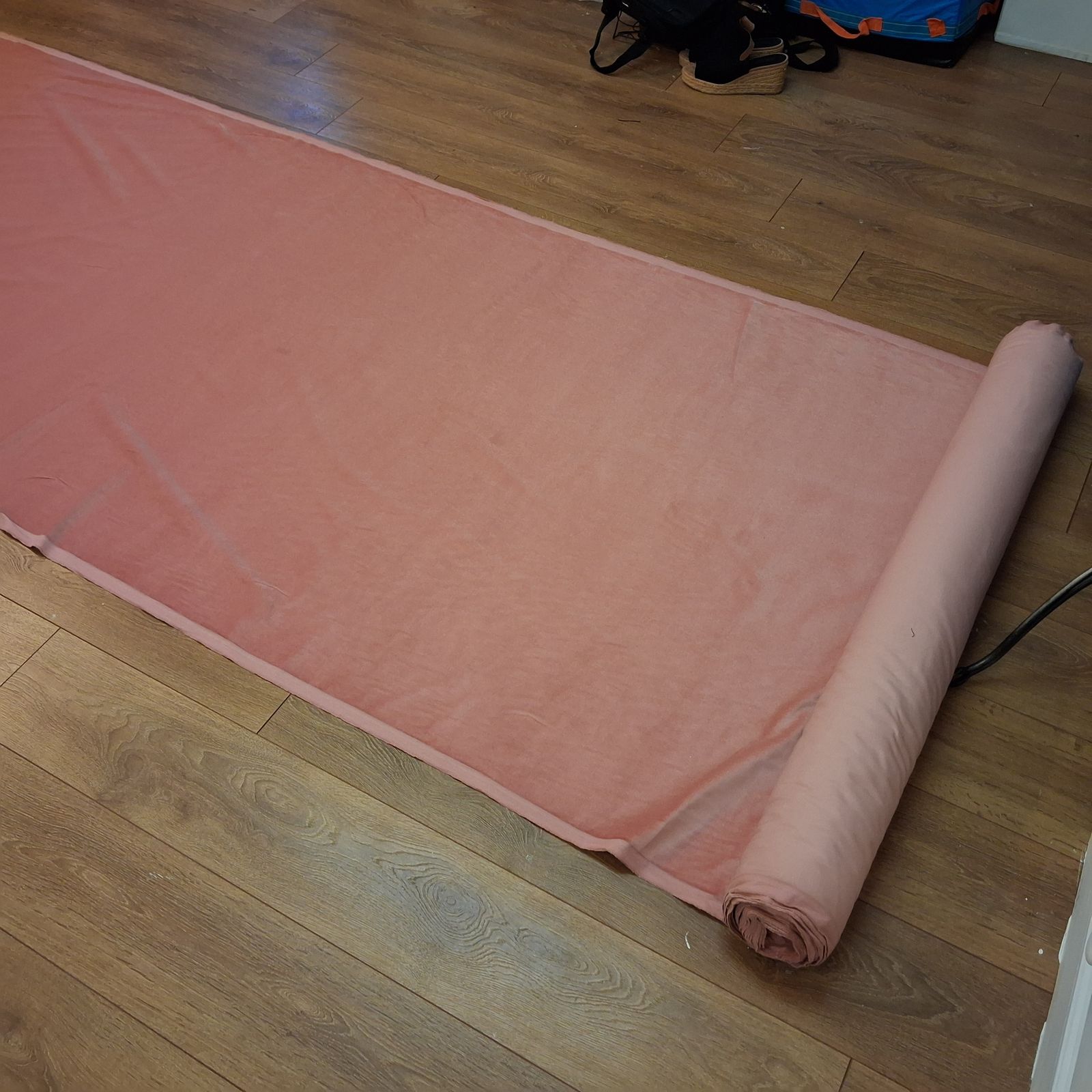 Roll Of Pink Upholstery Velvet Fabric photo vintage