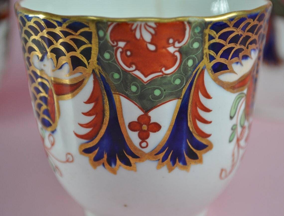 photo furniture Antiek Spode Imari theekopjesset van 4, 19e eeuw, Copeland Spode Japans Imari patroon 967, zeldzaam Engels porselein, verzamelobject