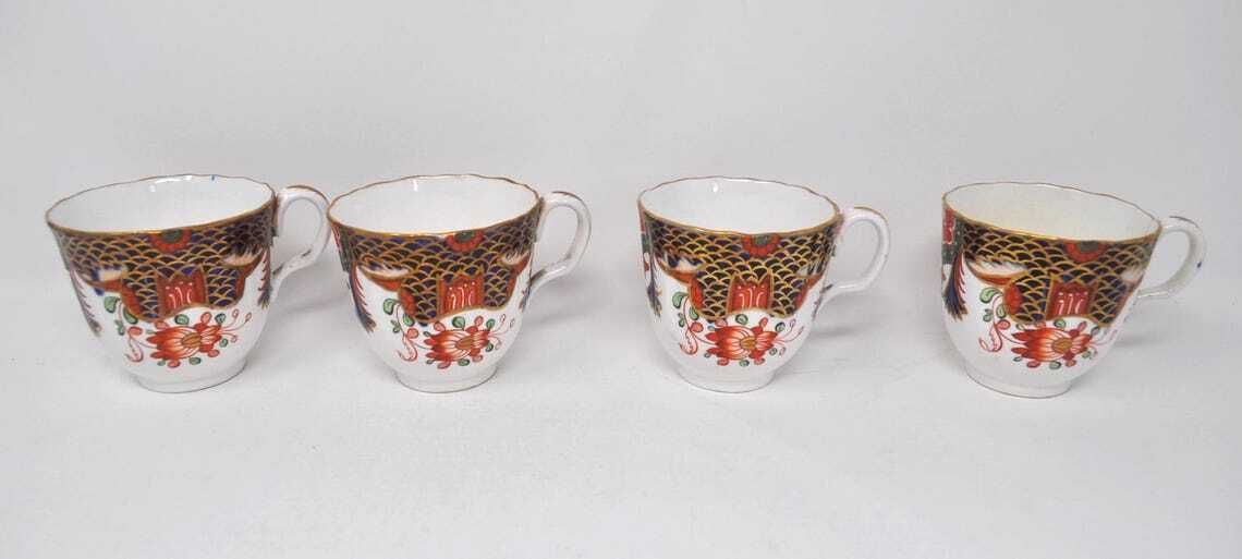 50.0 Antiek Spode Imari theekopjesset van 4, 19e eeuw, Copeland Spode Japans Imari patroon 967, zeldzaam Engels porselein, verzamelobject photo